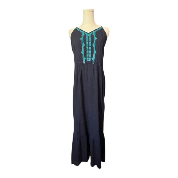 GAP Dresses & Skirts - 🆕 NWOT Gap navy blue embroidered halter maxi dress | size medium